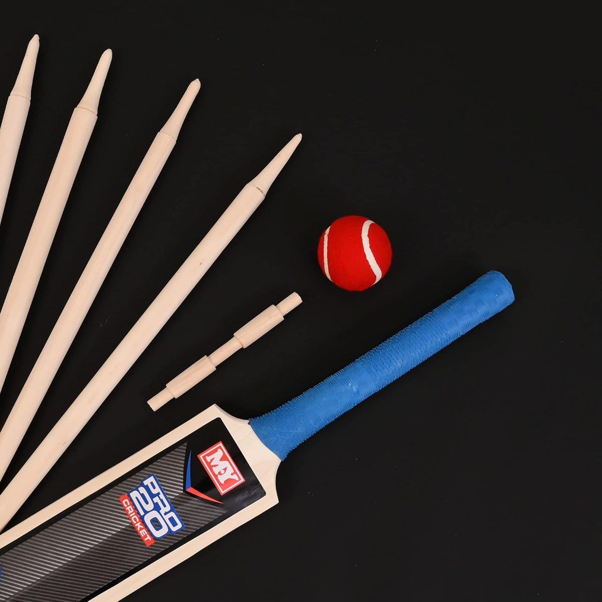 M.Y Pro20 Cricket Set in Mesh Carry Bag Assorted Size 5 Pack of 7 TY3804