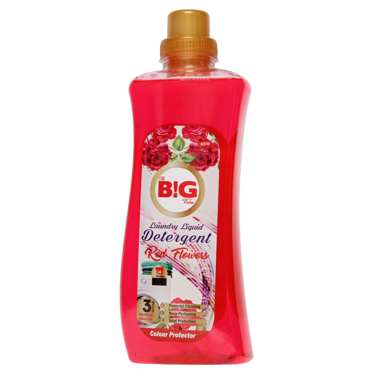 The Big Value Red Flowers Laundry Detergent Red 1440ml HOBIG010 | 26 Washes | Powerful Cleaning | Deep Perfuming | Total Protection