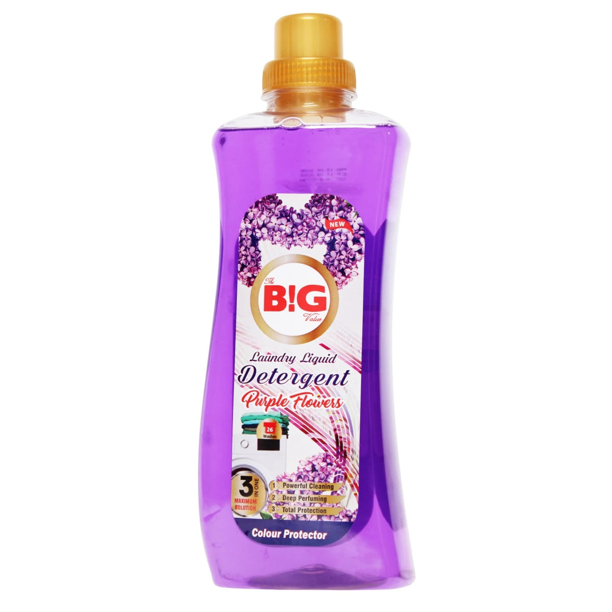 The Big Value Purple Flowers Laundry Detergent Purple 1440ml HOBIG011 | 26 Washes | Powerful Cleaning | Deep Perfuming | Total Protection