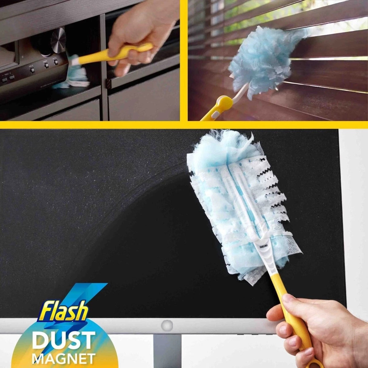 Flash Dust Magnet Scented Starter Kit White and Blue HOFLA132 | Orange Blossom and Coastal Cypress | 1x Handle and 4x Duster Pads | Trap Plus Lock Dust Hair Allergens