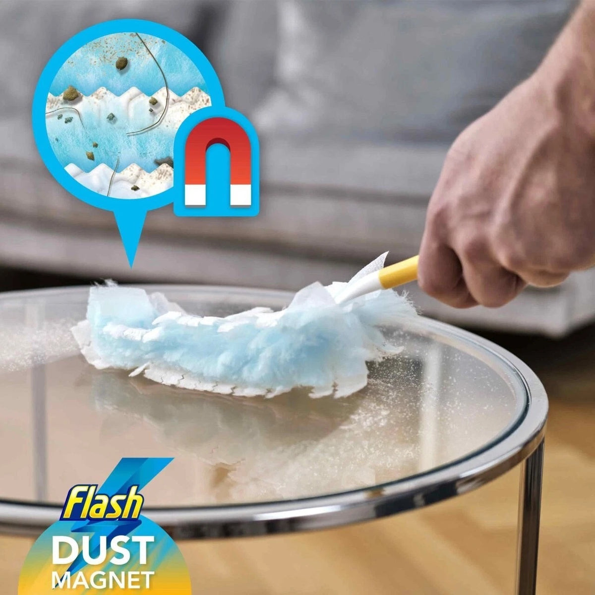 Flash Dust Magnet Scented Starter Kit White and Blue HOFLA132 | Orange Blossom and Coastal Cypress | 1x Handle and 4x Duster Pads | Trap Plus Lock Dust Hair Allergens