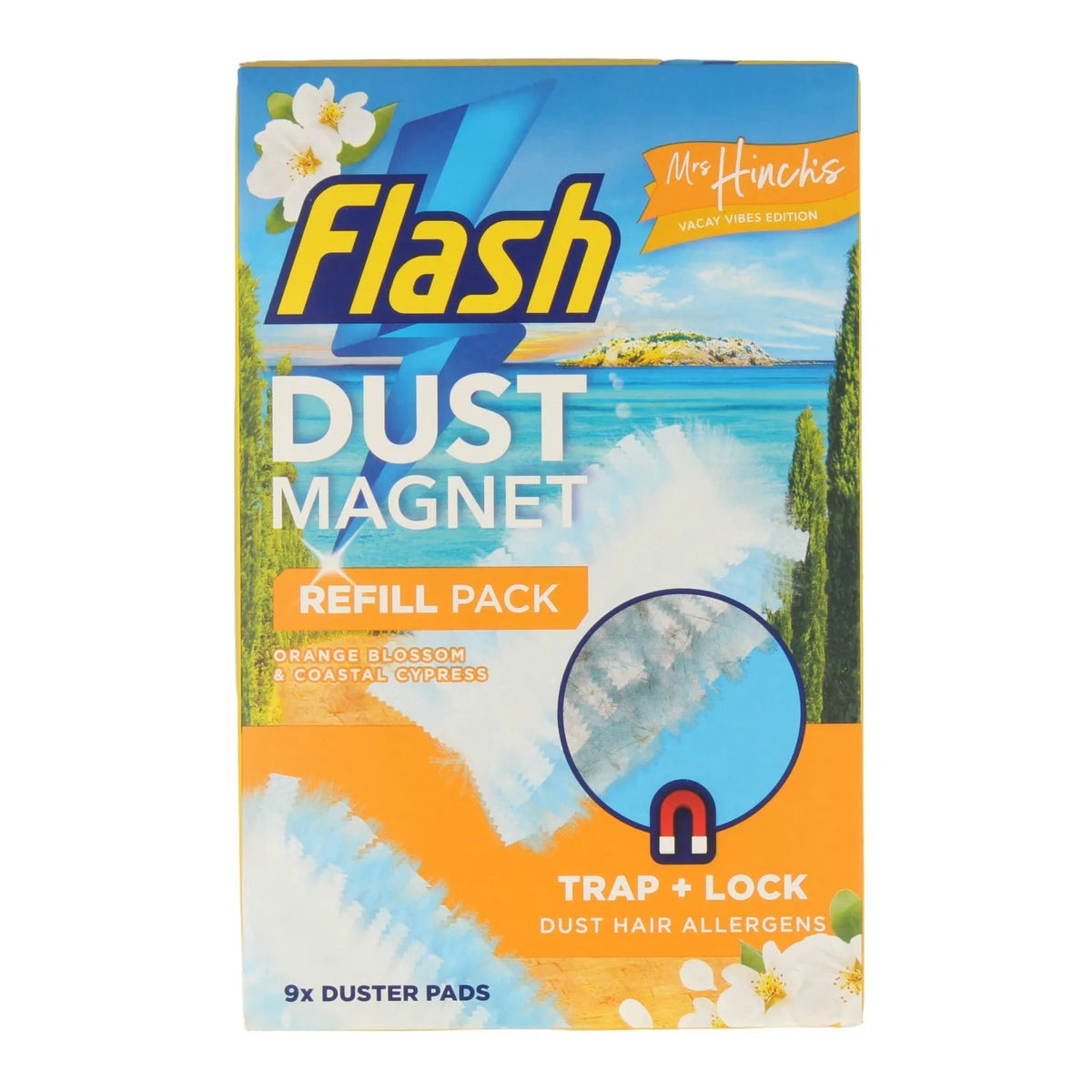Flash Dust Magnet Refill Pack White and Blue Pack of 9 HOFLA128 | Orange Blossom and Coastal Cypress | Trap Plus Lock Dust Hair Allergens