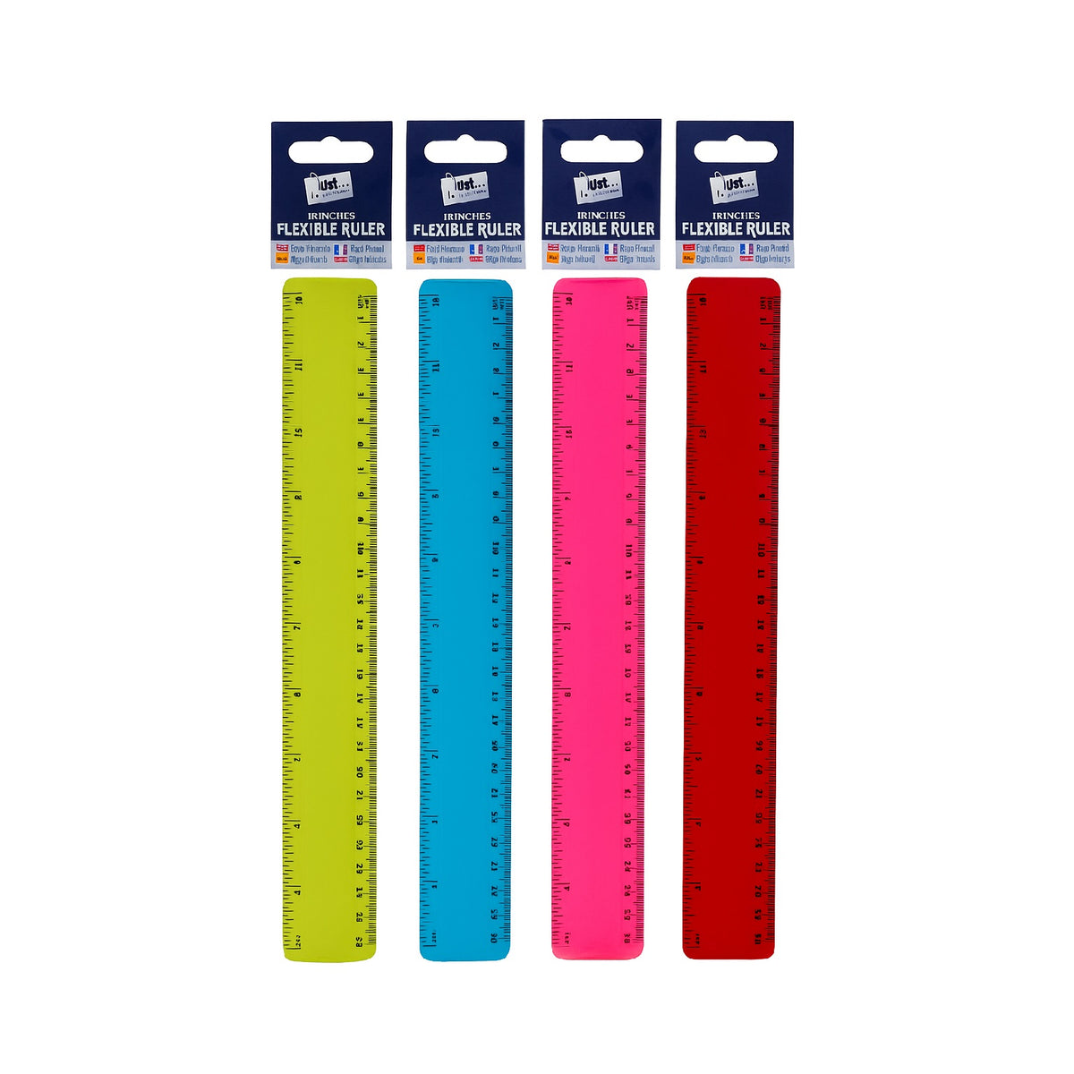 Just Stationery Flexible Ruler Assorted Colours 12-Inch Pack of 1 6078