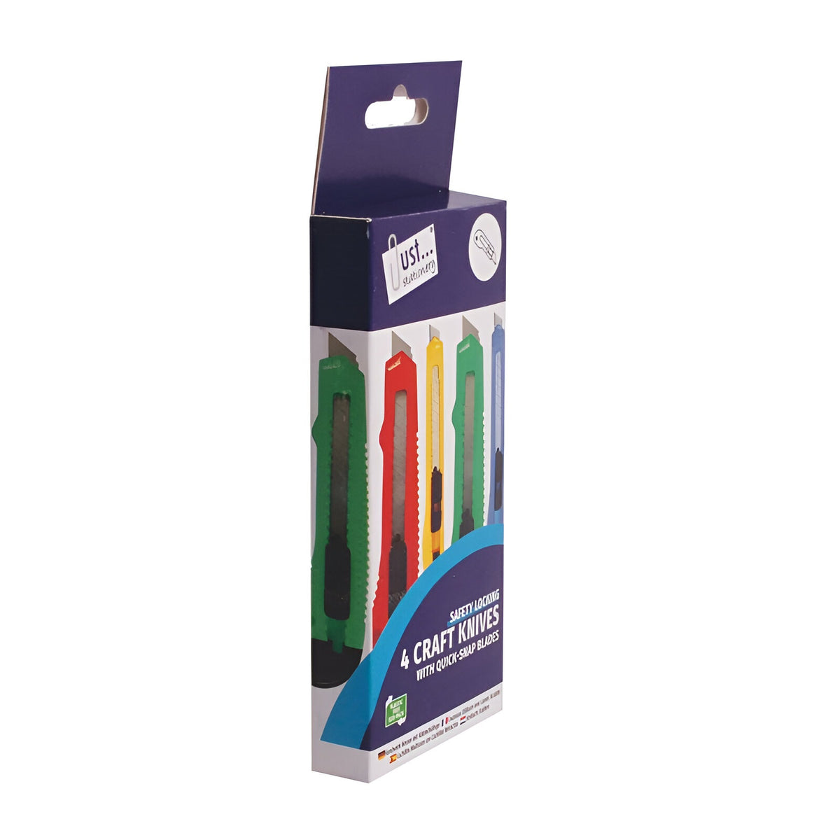 Just Stationery Craft Knives with Quick-Snap Blades Assorted Pack of 4 6184 | Safety Locking