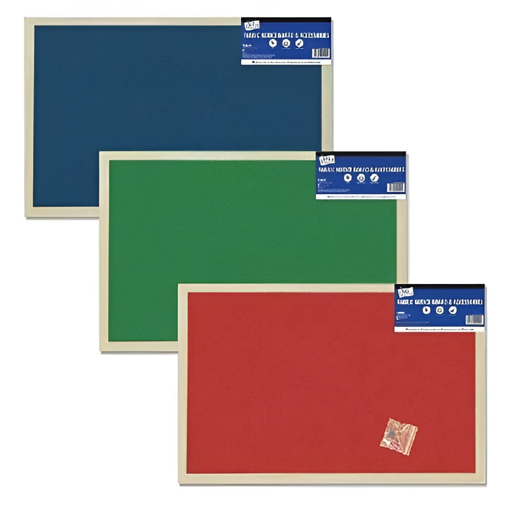 Just Stationery Fabric Notice Board Assorted Colours 400mm x 600mm 4290 | Hanging Accessories - Push Pins and String Included