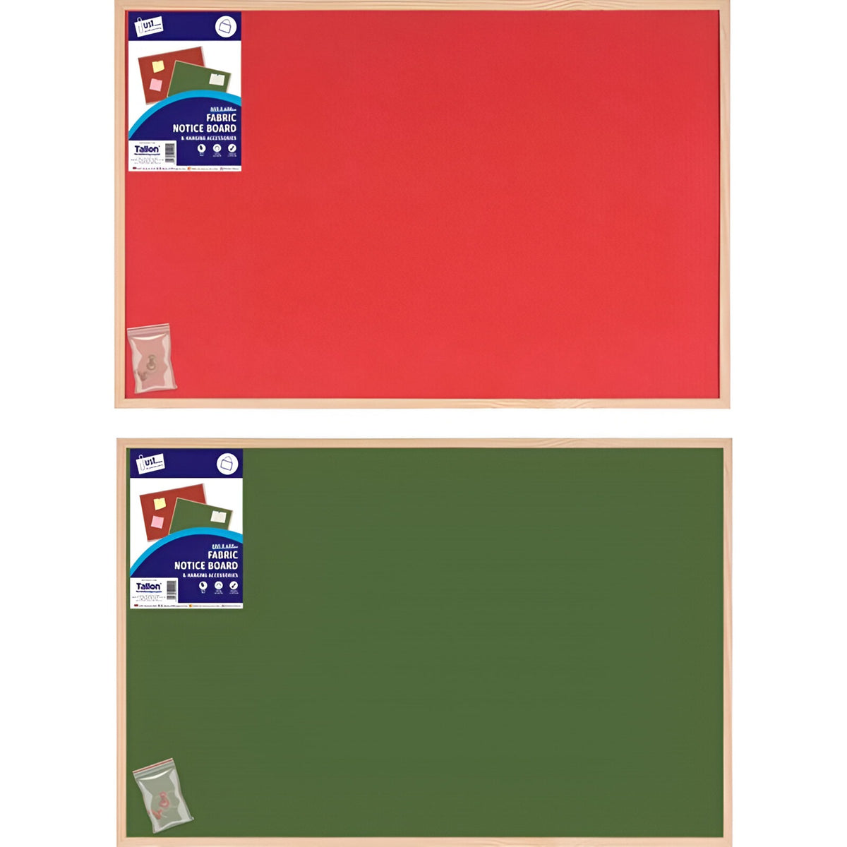 Just Stationery Fabric Notice Board Assorted Colours 400mm x 600mm 4290 | Hanging Accessories - Push Pins and String Included
