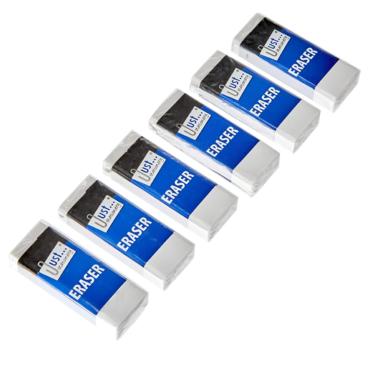 Just Stationery Erasers White Pack of 6 6360 | Easy Erase | Smudge-Resistance