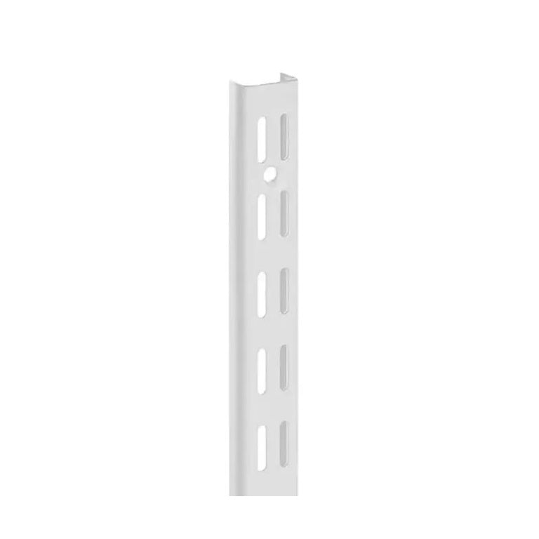 Dekton Heavy-Duty Upright Wall Bracket White 425mm DH08040 | Slotted Shelf Support Rail | 1.7mm Thick Metal | Wall Mountable | For Garage-Storage and Shelving Systems