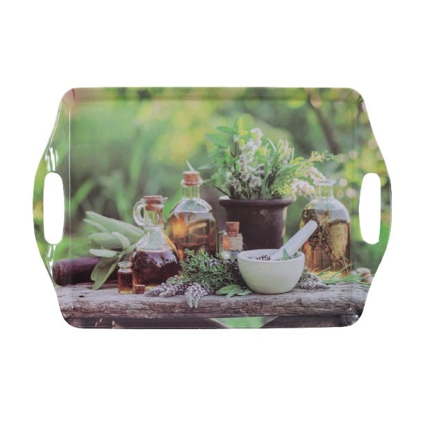 Herbal Garden Printed Melamine Serving Tray Multicoloured 45cm x 30cm 170459050 | Rectangular Tray with Handles | Ideal for Tea-Snacks and Breakfast | Nature-Themed Design