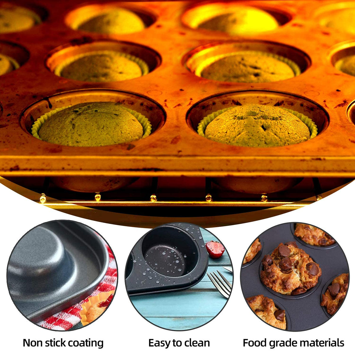 Betterware Essentials 12 Cup Muffin Tin Grey 35.5cm x 27cm x 3.5cm 67900 | Non-Stick Baking Tray | Dishwasher Safe | Fridge and Freezer Safe
