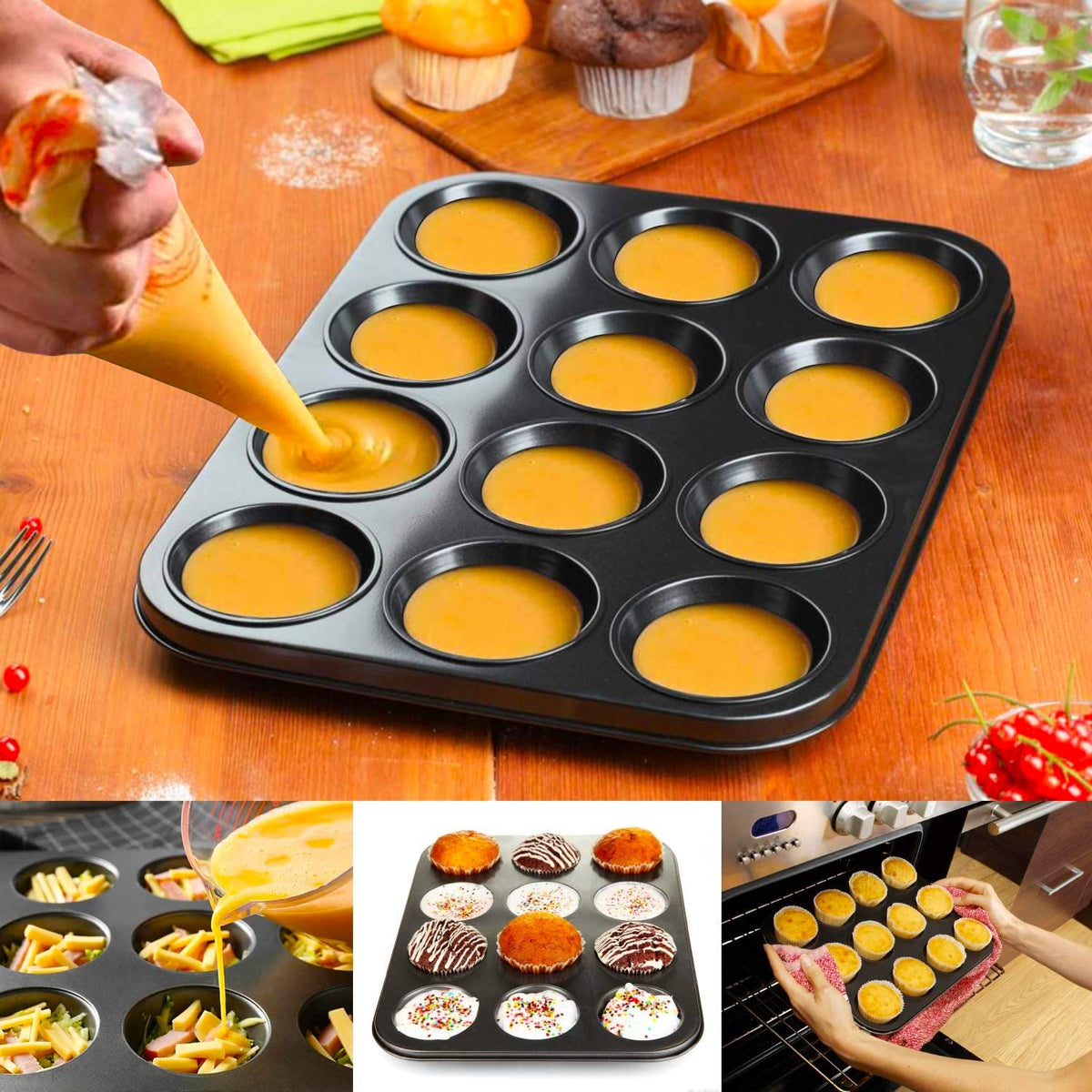 Betterware Essentials 12 Cup Muffin Tin Grey 35.5cm x 27cm x 3.5cm 67900 | Non-Stick Baking Tray | Dishwasher Safe | Fridge and Freezer Safe