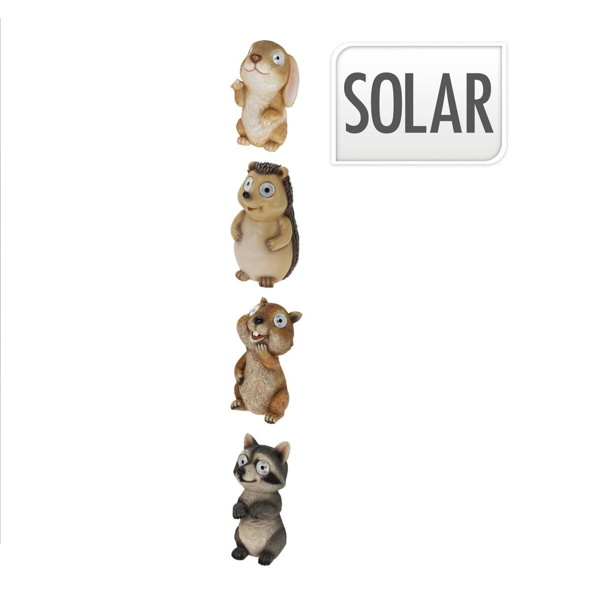Progarden Cute Animal Figurine Solar LED Garden Light Assorted Colours 16cm x 16cm x 30cm Pack of 1 252732040 | A Bunny-Hedgehog-Squirrel or Raccoon | Outdoor Pathway Decoration | Animal Figurine Solar Lamp | For Yard-Lawn and Patio