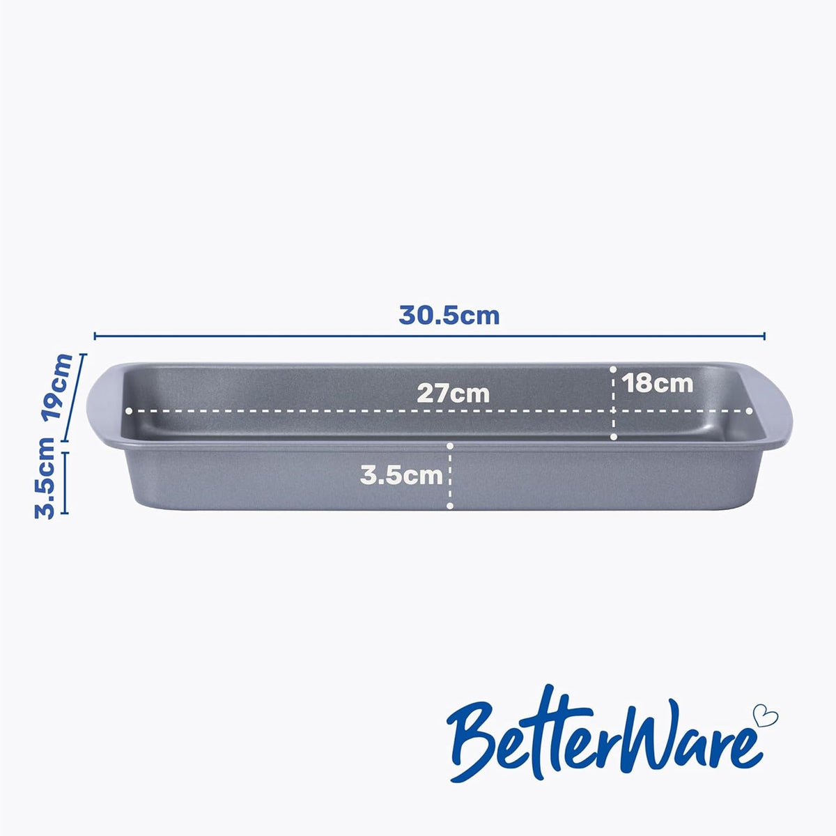Betterware Essentials Deep Oven Tray Grey 30.5cm x 19cm x 3cm 67540 | Non-Stick Coating | Dishwasher Safe | Fridge and Freezer Safe | Ideal for Baking and Roasting