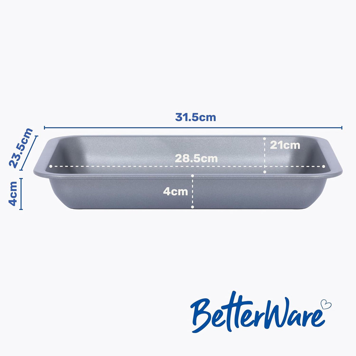 Betterware Essentials Roasting Tin Grey 31.5cm x 23.5cm x 4cm 67160 | Non-Stick Coating | Dishwasher Safe | Fridge and Freezer Safe | Ideal for Baking and Roasting | Stackable Design