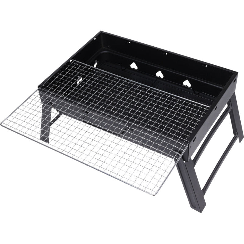 BBQ Foldable Barbecue Charcoal Grill Black C83000480 | Folded-43cm x 29cm x 6cm | Unfolded-43cm x 29cm x 23cm