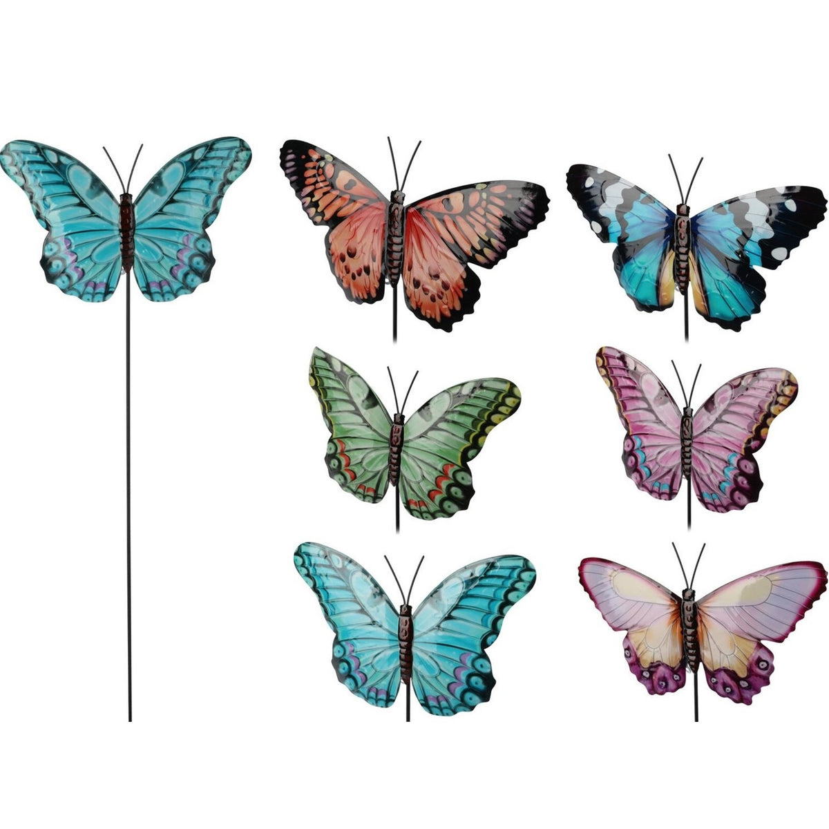 Pro Garden Metal Butterfly Garden Pick Assorted Colours 557105800