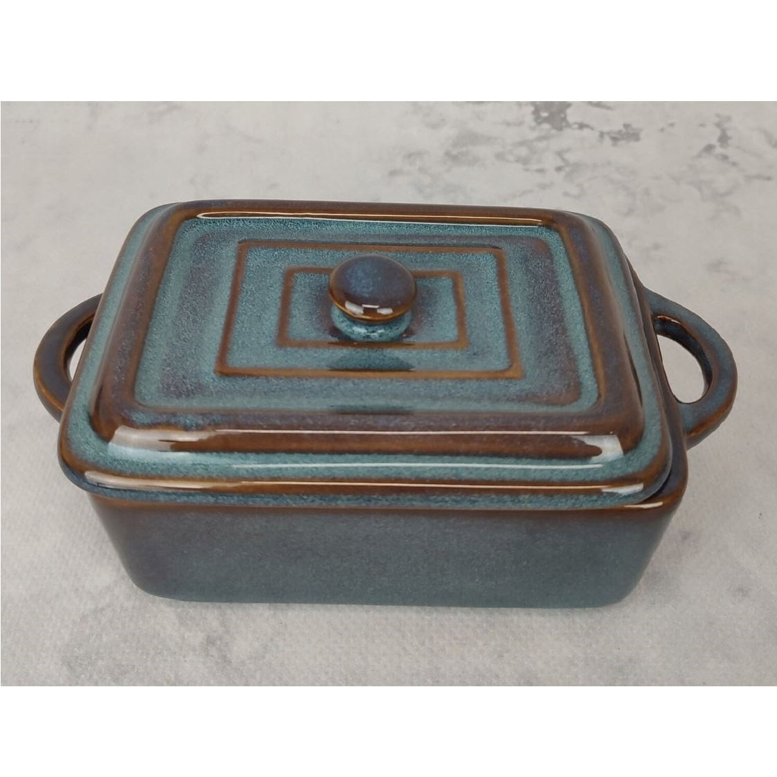 Excellent Houseware Stoneware Casserole Pan with Lid Assorted Colours 16cm x 9.5cm x 6.5cm Pack of 1 240ml Q51200710 | Oven-Microwave and Dishwasher Safe | Max Temp 240 Degree Celcius
