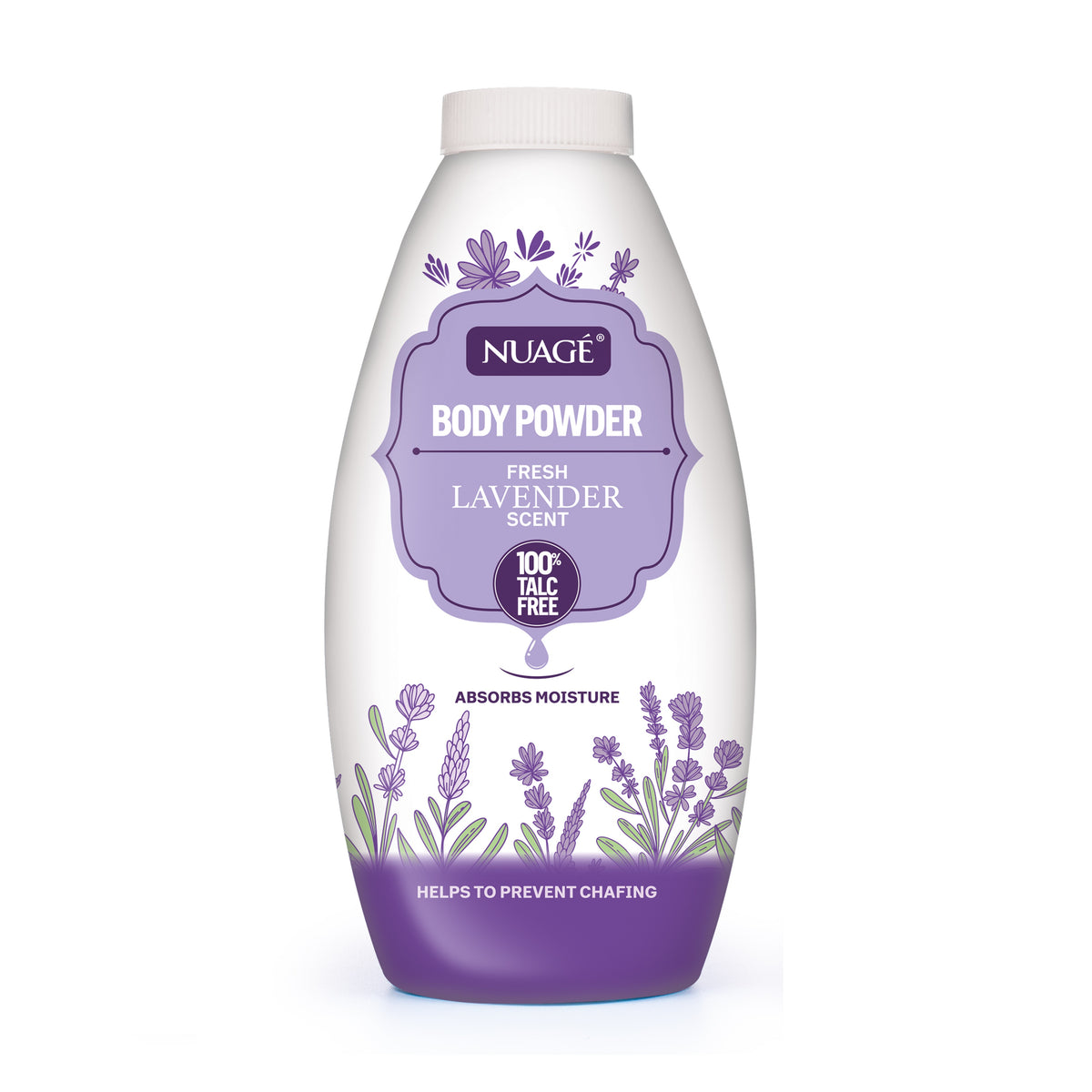 Nuage Talc-Free Body Powder Multicoloured Pack of 1 250g CT058A | Assorted Scents | Fresh Lavender and Fresh Rose Scent | Moisture Absorbing and Anti-Chafing | Gentle Skin Care Powder