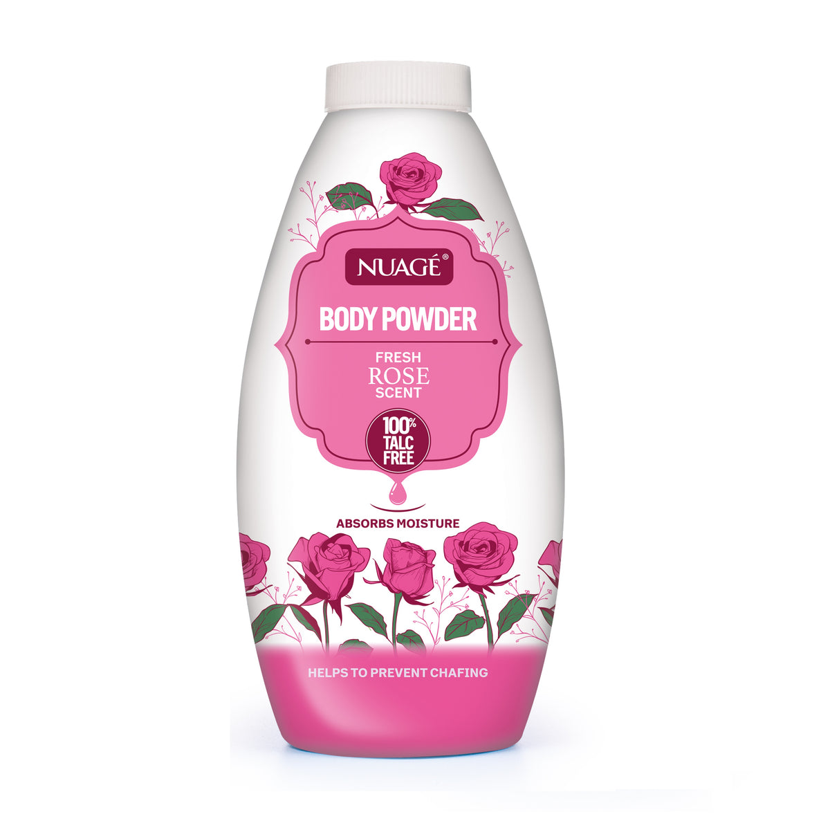 Nuage Talc-Free Body Powder Multicoloured Pack of 1 250g CT058A | Assorted Scents | Fresh Lavender and Fresh Rose Scent | Moisture Absorbing and Anti-Chafing | Gentle Skin Care Powder