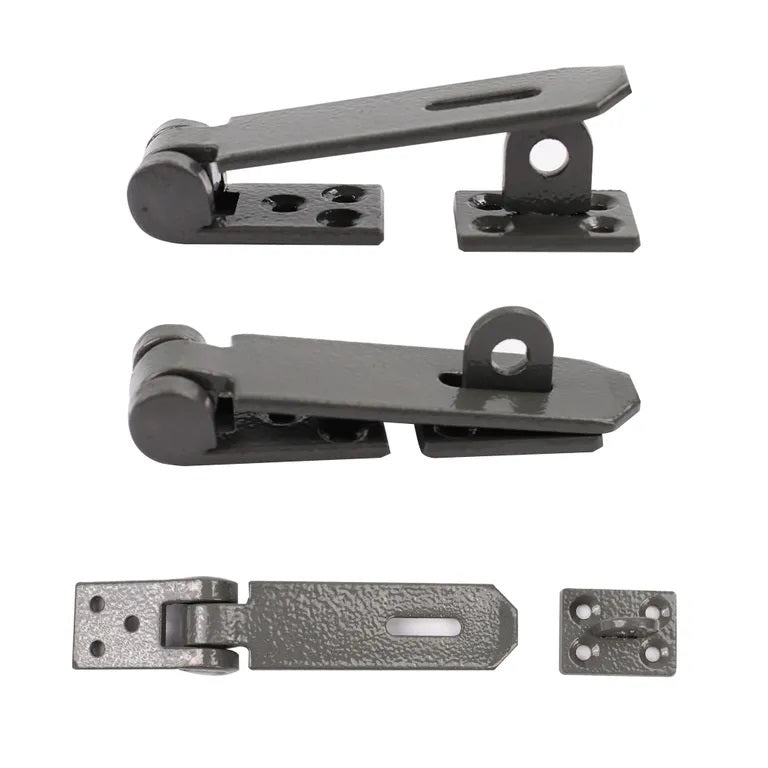 Dekton Heavy Duty Hasp and Staple Grey 5.5-Inch x 1.5-Inch DH02105 | Heat Treated Carbon Steel | Powder Coated Finish | With Fixings | Ideal for Doors-Gates-Lockers and Toolboxes | Easy to Install