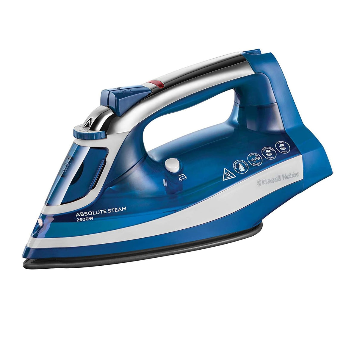 Russell Hobbs Absolute Steam Iron Blue and White 25900 | 320ml Tank | 3Mtr Power Cord | Anti-Calc and Self-Clean Function | Auto Shut-Off Safety Feature | 2600W | 150g Steam Shot