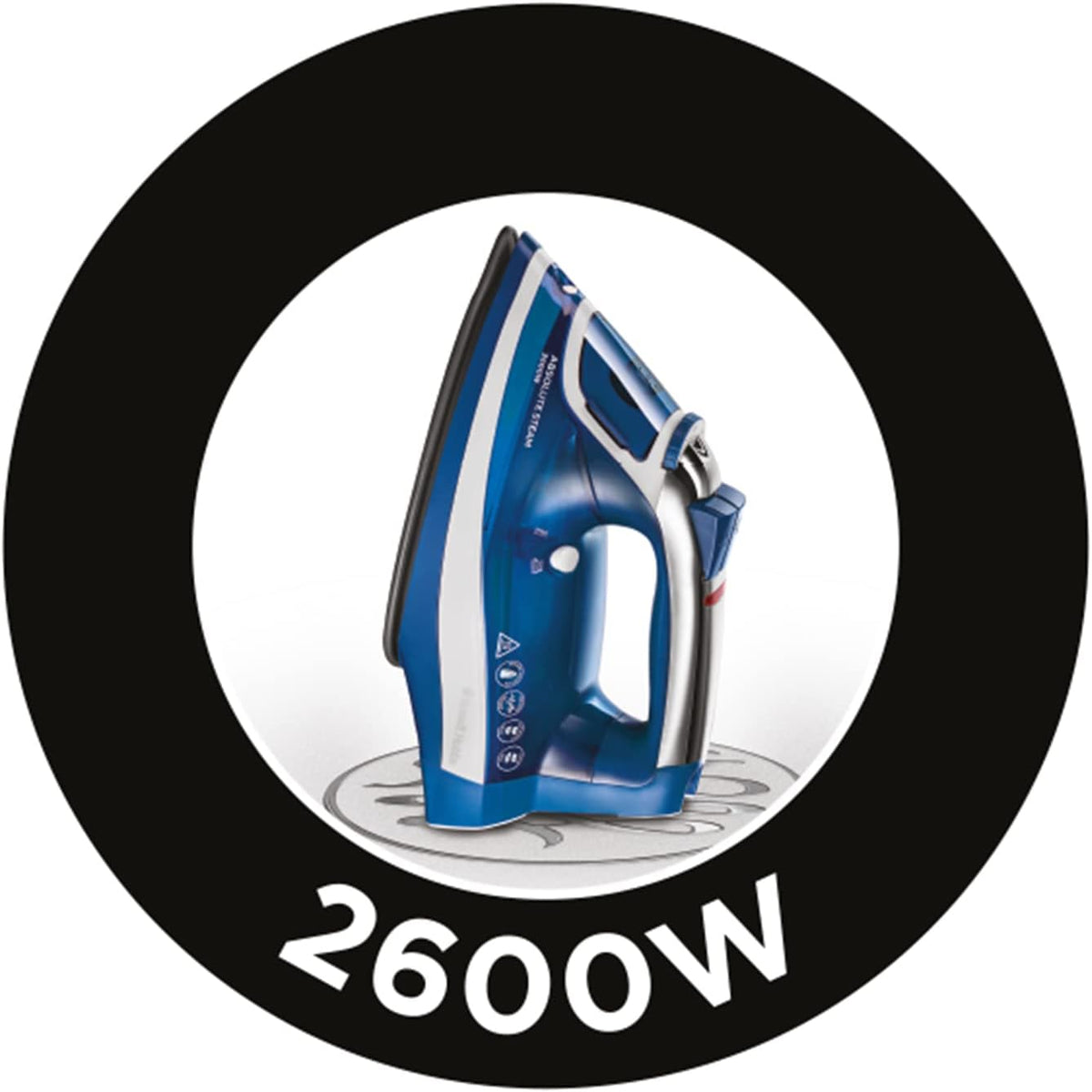 Russell Hobbs Absolute Steam Iron Blue and White 25900 | 320ml Tank | 3Mtr Power Cord | Anti-Calc and Self-Clean Function | Auto Shut-Off Safety Feature | 2600W | 150g Steam Shot
