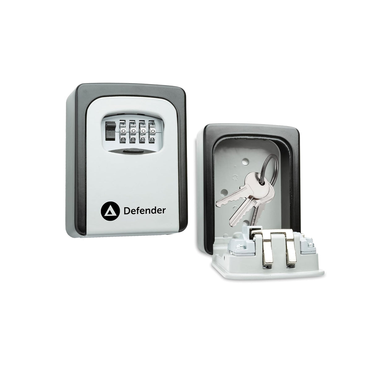 Defender Wall Mounted Combination Key Safe Black and White 4cm x 8.5cm x 12cm HA00793 | 4-Digit Resettable Code | 10000 Combinations | Easy Operation | Weather-Resistant Dial Cover | Comapct Design | Easy Installation | Holds Up to 5 Keys