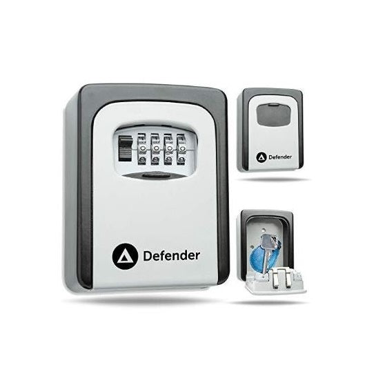 Defender Wall Mounted Combination Key Safe Black and White 4cm x 8.5cm x 12cm HA00793 | 4-Digit Resettable Code | 10000 Combinations | Easy Operation | Weather-Resistant Dial Cover | Comapct Design | Easy Installation | Holds Up to 5 Keys