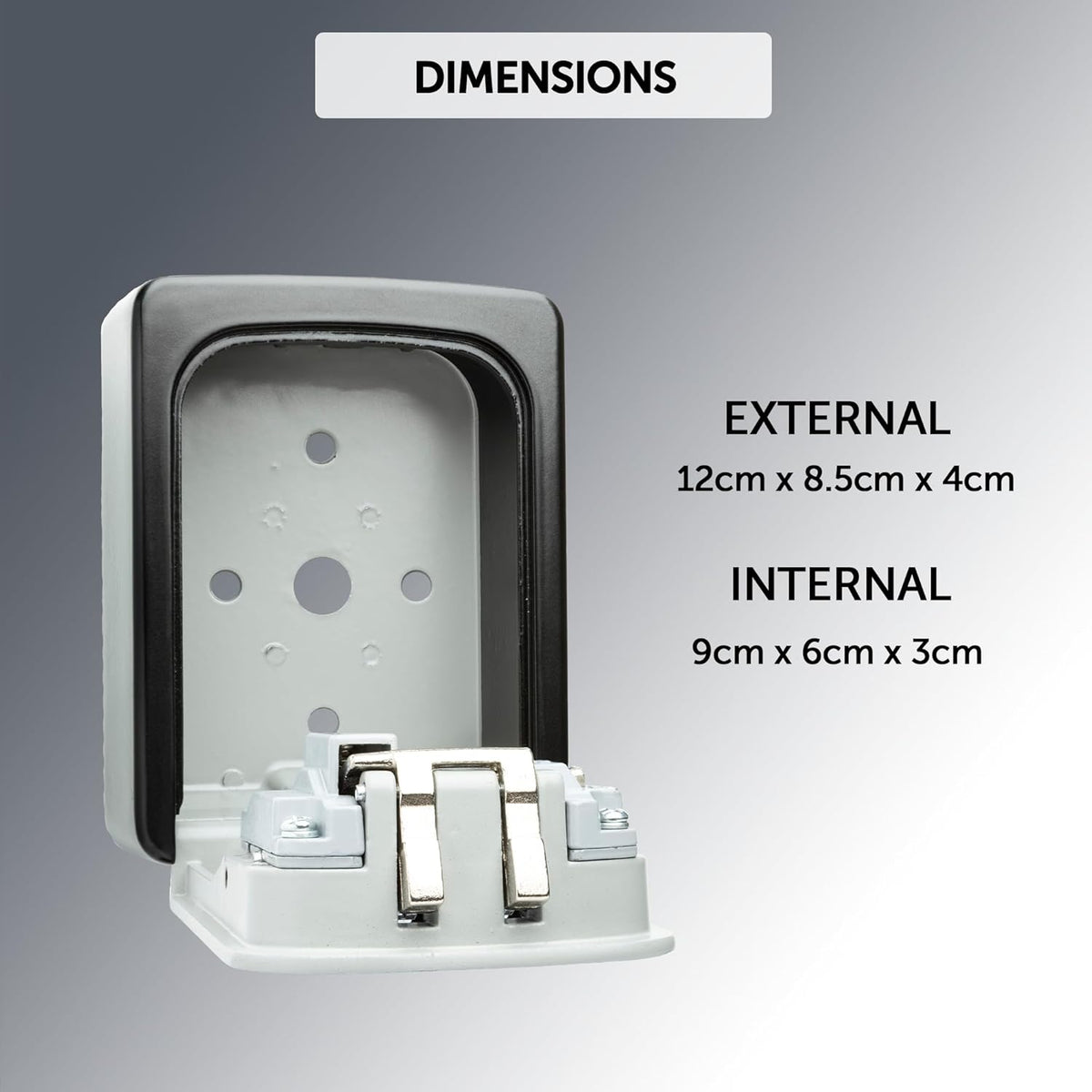 Defender Wall Mounted Combination Key Safe Black and White 4cm x 8.5cm x 12cm HA00793 | 4-Digit Resettable Code | 10000 Combinations | Easy Operation | Weather-Resistant Dial Cover | Comapct Design | Easy Installation | Holds Up to 5 Keys