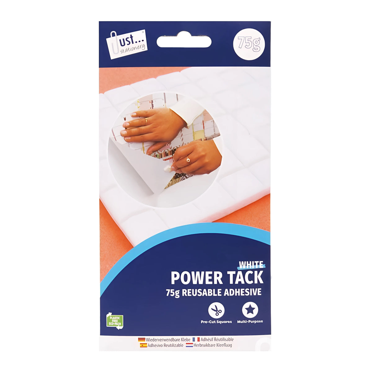 Just Stationery Power Tack Reusable Adhesive White 75g 6000 | Pre-Cut Squares | Multi-Purpose