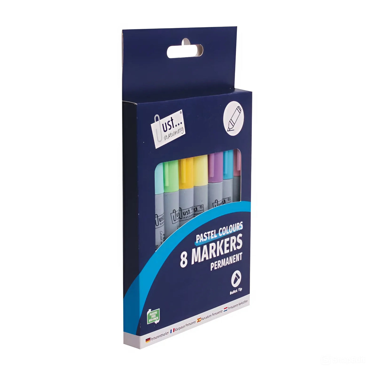 Just Stationery Pastel Coloured Permanent Markers Assorted Pack of 8 5643 | Bullet Tip