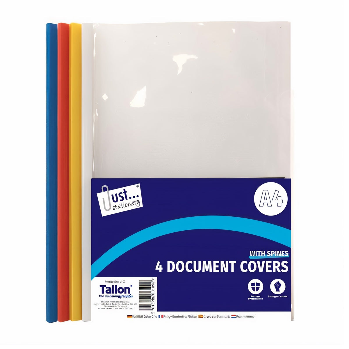 Just Stationery Document Covers with Spines Clear A4 Pack of 4 6109 | Protects Presentation | Strong and Durable