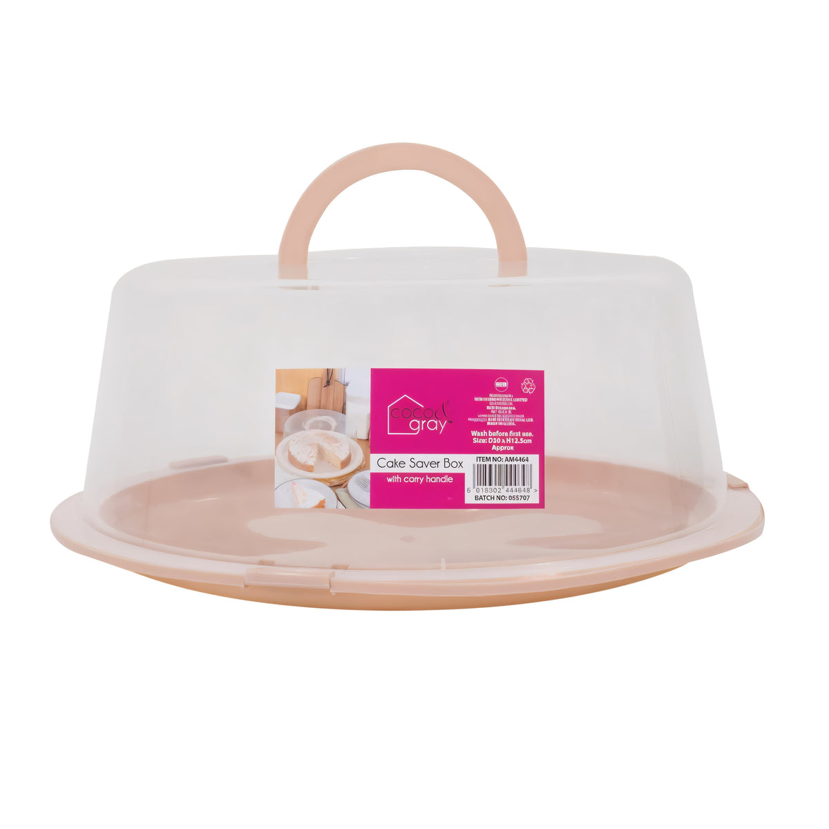 RSW Coco and Gray Cake Saver Box with Carry Handle Cream D30cm x H2.5cm AM4464