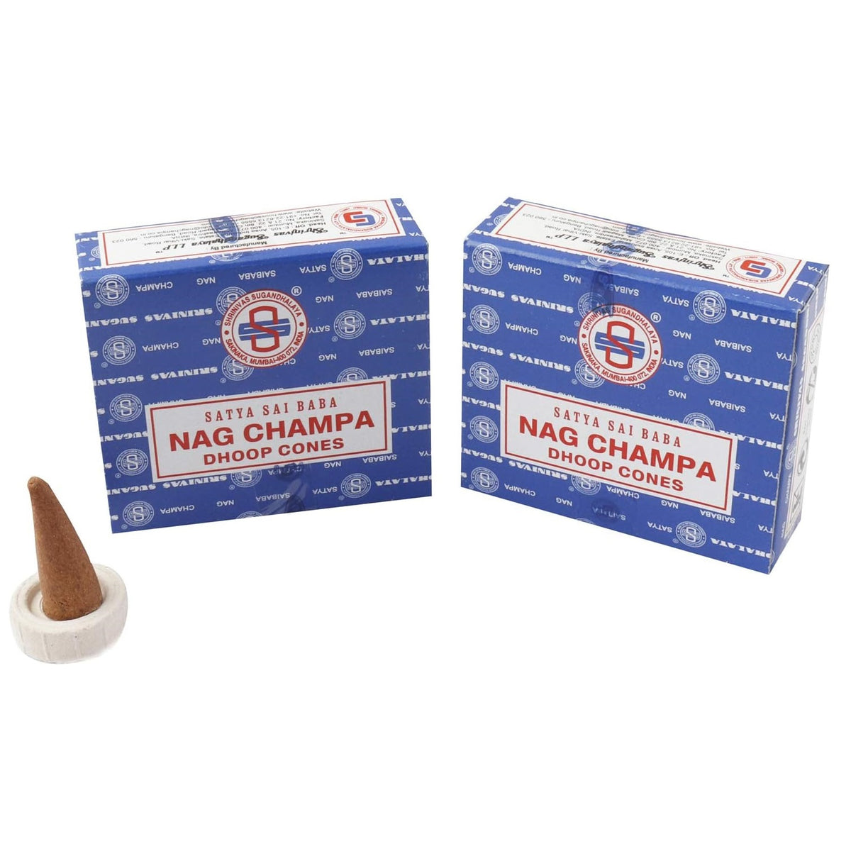 Satya Sai Baba Nag Champa Dhoop Cones with Stand Brown Pack of 12 FR1245