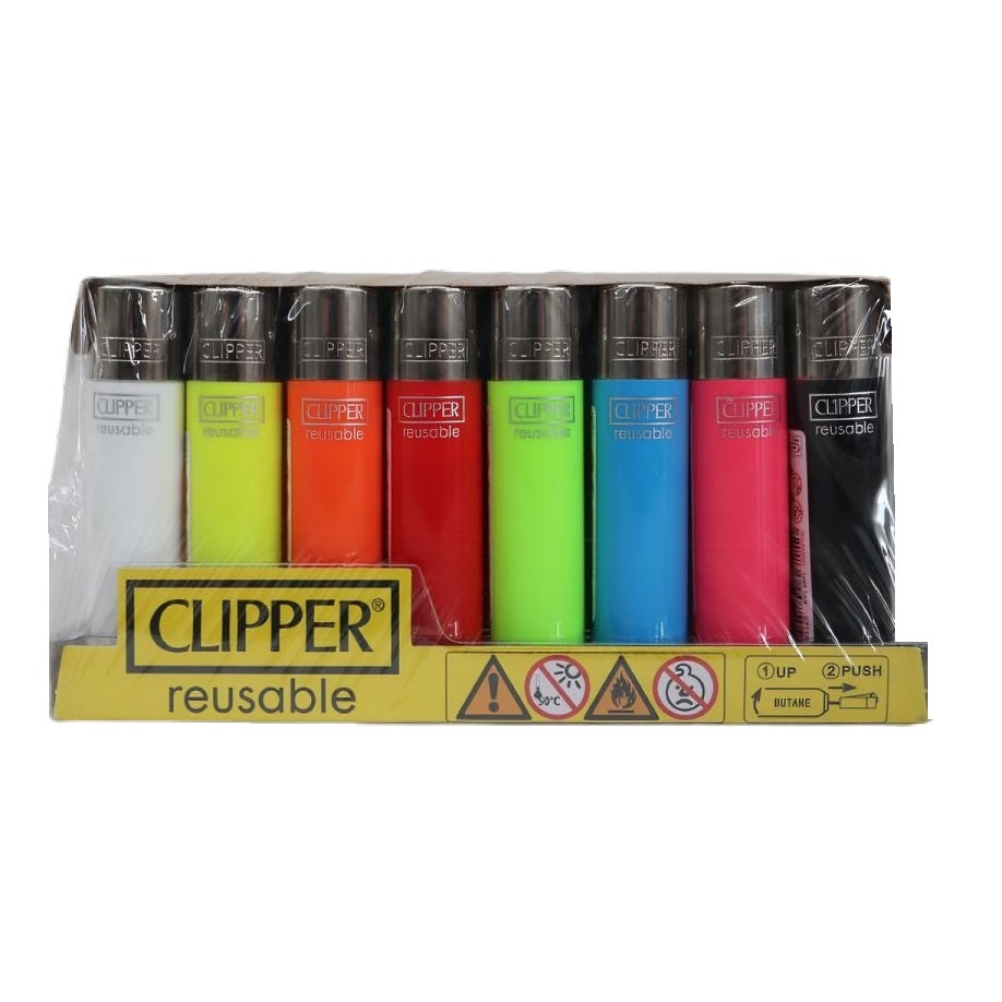 Clipper Reusable Lighters Solid Assorted Colours Pack of 48 206