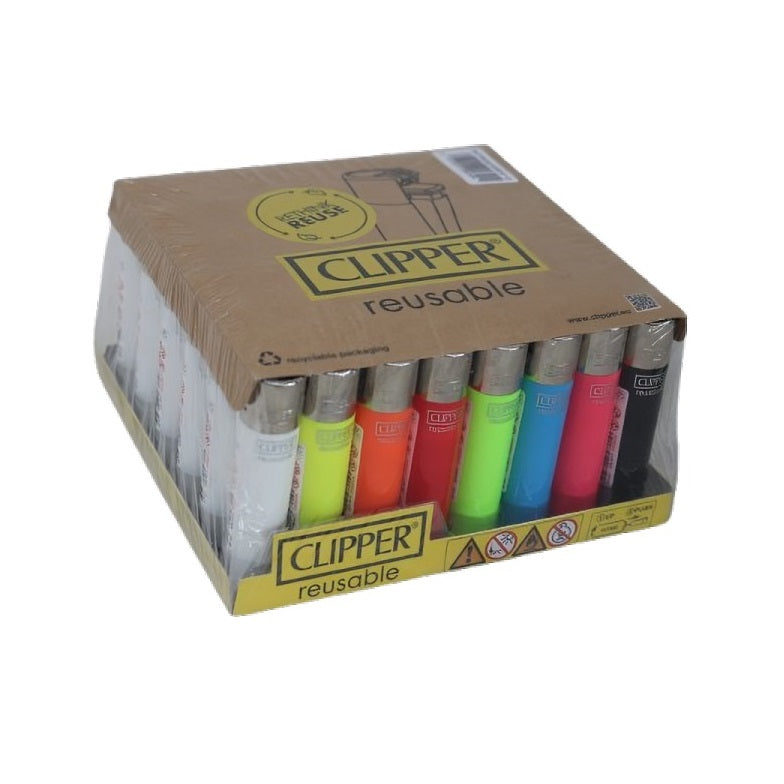 Clipper Reusable Lighters Solid Assorted Colours Pack of 48 206