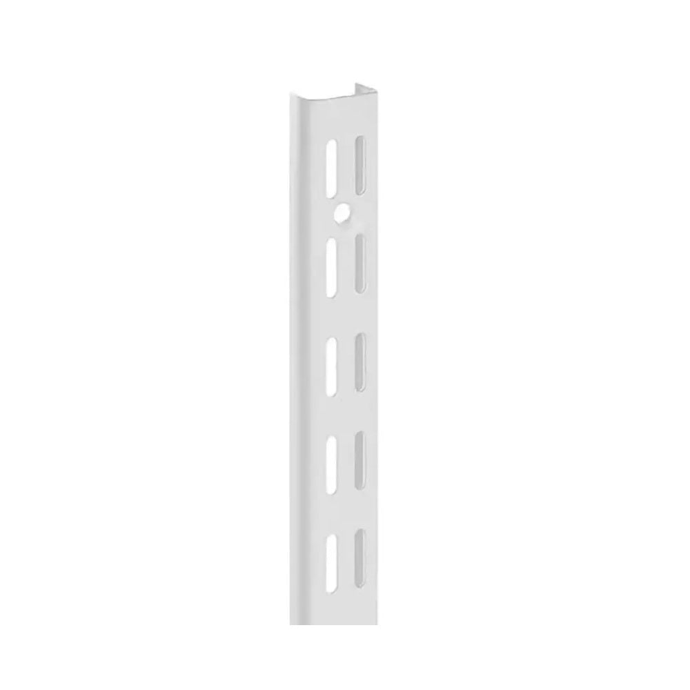 Dekton Heavy-Duty Upright Wall Bracket White 1600mm DH08060 | Slotted Shelf Support Rail | 1.7mm Thick Metal | Wall Mountable | For Garage-Storage and Shelving Systems