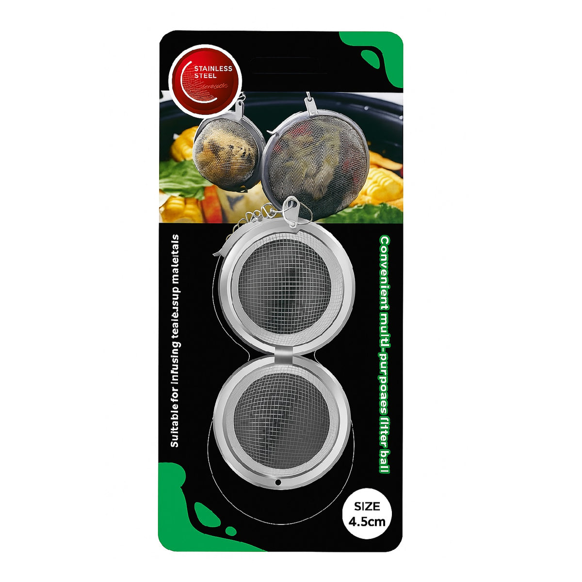 JL Supplies Ltd Filter Ball Silver 4.5cm 1242 | Convenient | Multi-Purpose | Stainless Steel Enhanced | Suitable for Filtering Tea - Coffee Bean - Soup Material etc