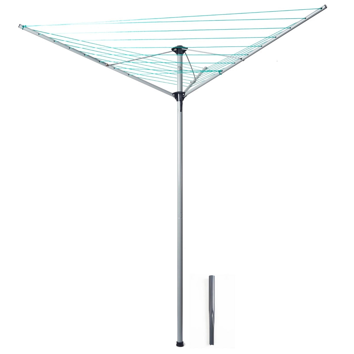 Our House 3 Arm Rotary Airer Black and Green 26Mtr SR20110 | Robust Powder Coated Steel Frame | 26Mtr Easy to Use PVC Coated Line | Easy to Use Umbrella System | Practical Tensioning System with Catch | Includes Powder Coated Steel Ground Spike