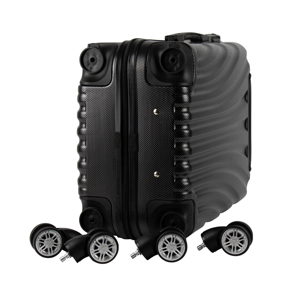 SQ Professional Runner Cabin Suitcase Black 51cm 35Ltr 11155 | Hard Shell Carry-On Luggage with Detachable Wheels | 360-Degree Spinner Wheels with Built-In Combination Lock | Telescopic Retractable Handle for Short and Long Trips