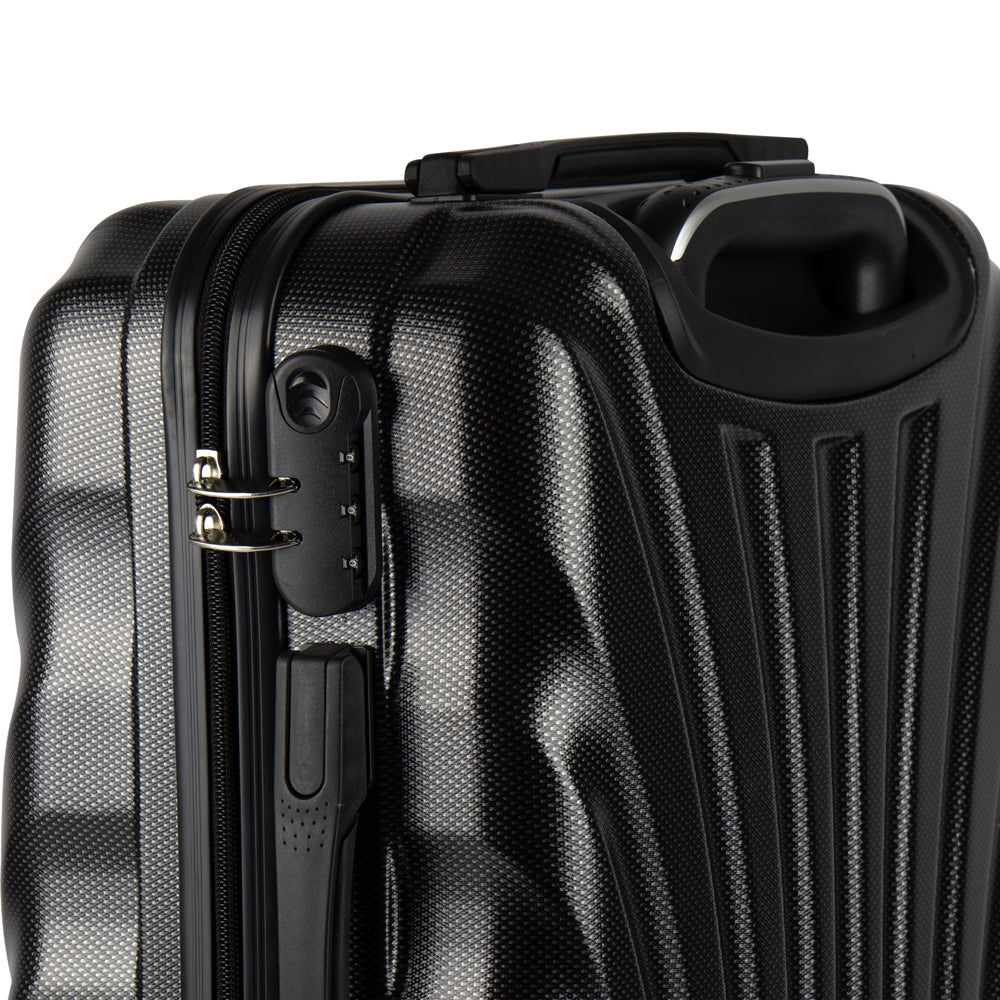 SQ Professional Runner Cabin Suitcase Black 51cm 35Ltr 11155 | Hard Shell Carry-On Luggage with Detachable Wheels | 360-Degree Spinner Wheels with Built-In Combination Lock | Telescopic Retractable Handle for Short and Long Trips