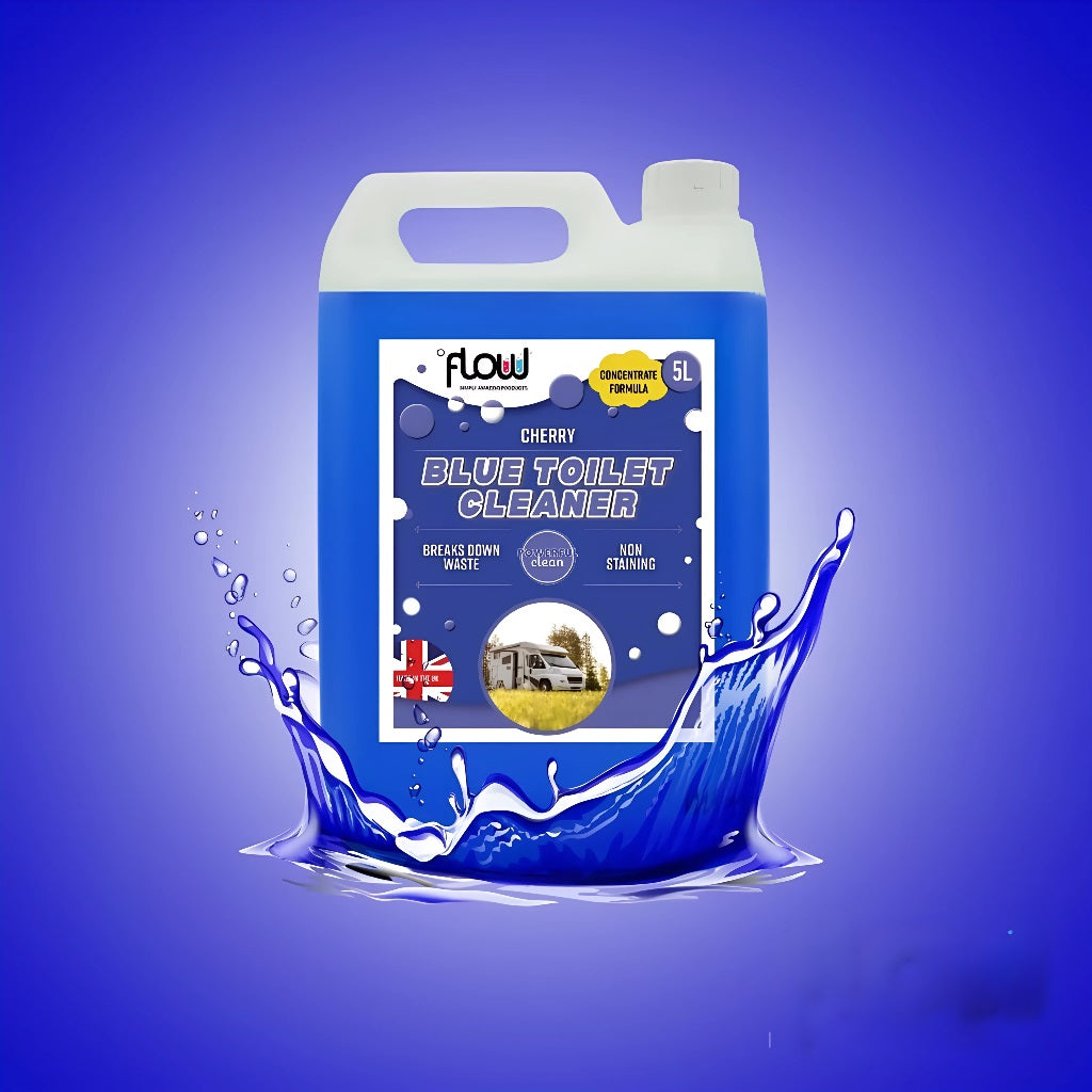 Flow Cherry Toilet Cleaner Blue 2.5Ltr BLUE2L | Concentrate Formula | Breaks Down Waste | Non Staining | Powerful Clean