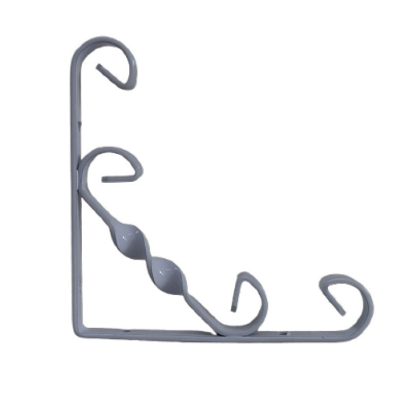 Dekton Twisted Wrought Iron Scroll Shelf Bracket White 5-Inch x 5-Inch DH08125