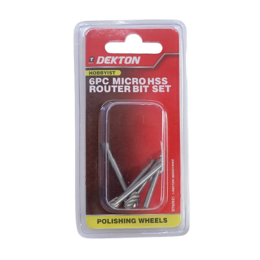 Dekton Micro HSS Router Bit Set Silver Pack of 6 DT60921
