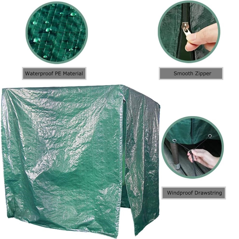 Green Jem Garden Hammock Cover Green 168cm x 215cm x 124cm GC00023 | Waterproof Laminated Finish with Zip Front | All-Weather Protection | Tear-Resistant and Easy to Store | Tie Down Cord Included | Easy to Fold | Easy to Wash | Tough Woven Polythene