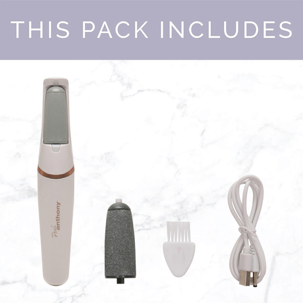 Paul Anthony Spa Pro Rechargeable Pedi Roller White H3402 | Dual Speed | Fine and Coarse Rollers | USB Charging | 90 Minutes Use | Ergonomic and Cordless Design | Integral Light | For Callusee-Cracked-Rough and Dry Skin | 10 Minutes Single Use