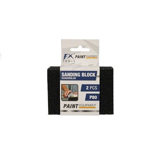 FX Tools Sanding Block Set Black Pack of 2 CR1001280 | P80 Grit | Reusable Foam Block | For Paint-Wood and Surface Preparation | Paint Equipment