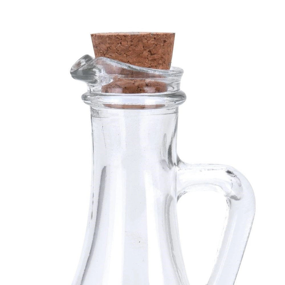 Excellent Houseware Oil and Vinegar Glass Dispenser with Handle and Cork Stopper Clear 300ml 695000050 | Elegant Cruet Bottle | For Kitchen Use