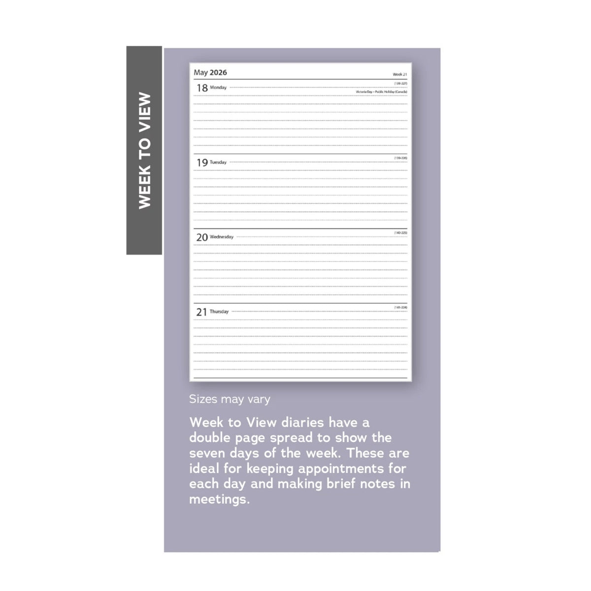 Design Group 2026 Week To View Diary Planner Assorted Colour A5 Pack of 1 YCORDIA4A019 | Hardback Cover | For Office-School and Personal Use