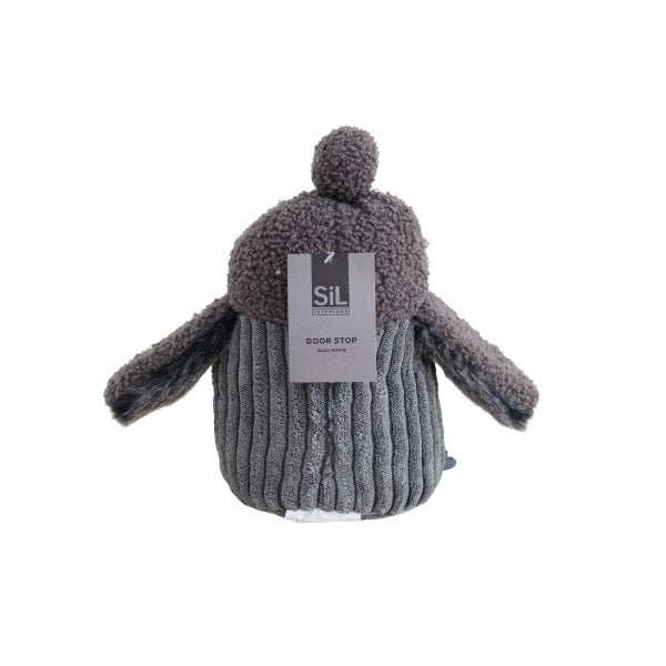 SiL Owl Door Step Grey 15cm x 13cm x 23cm 1500g TX1564 | Soft Furry Animal Design Doorstop | Weighted Decorative Door Holder | For Home or Nursery Use